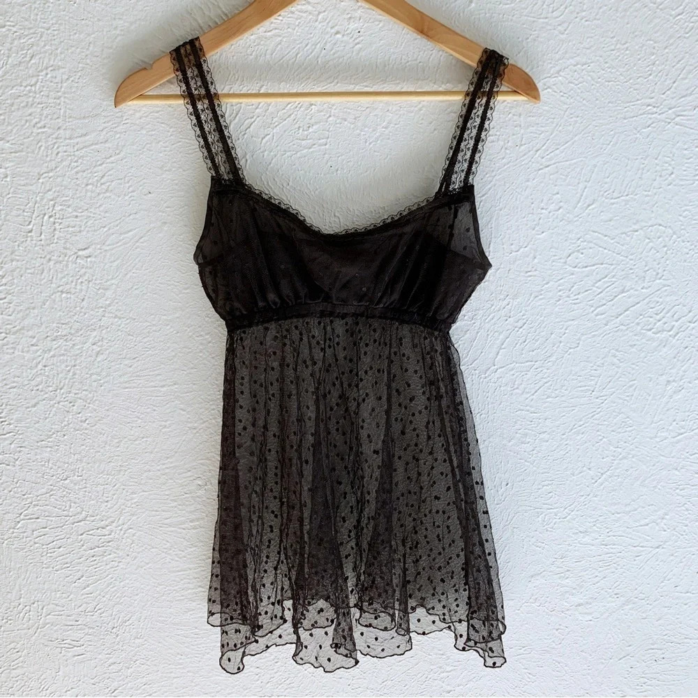 Victoria’s Secret Vintage Y2K Lace and Silk Polka Dot Nightie Sz Small